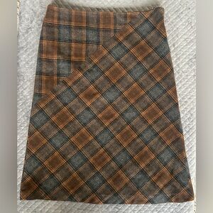 Willi Smith Wool Blend Plaid Wrap Style Skirt Size 14